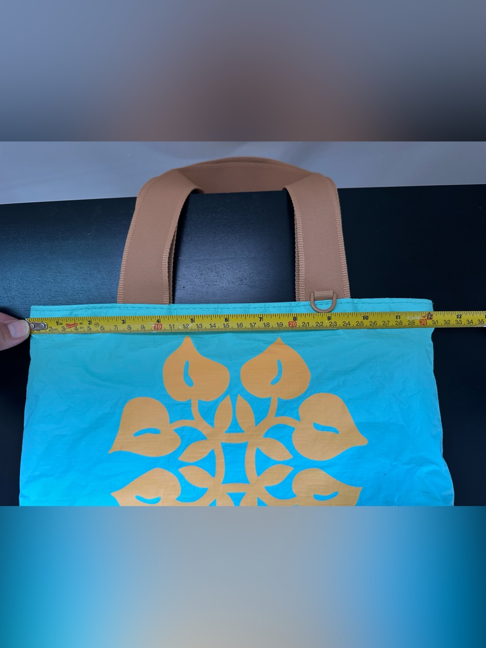 ALOHA Collection Turquoise Tote with Orange Floral Motif - Picture 11 of 13